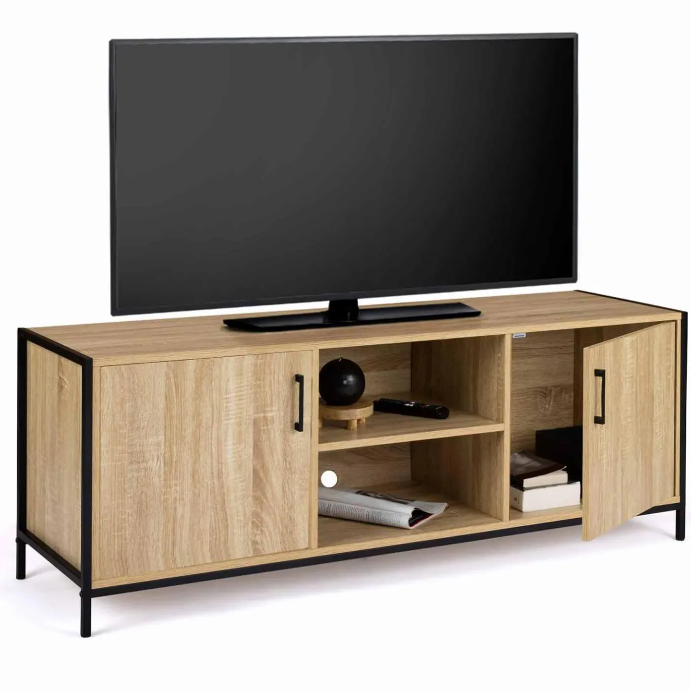 IDMarket Meuble TV style industriel 2 portes 140 cm* Collection Industrielle|Salon Complet