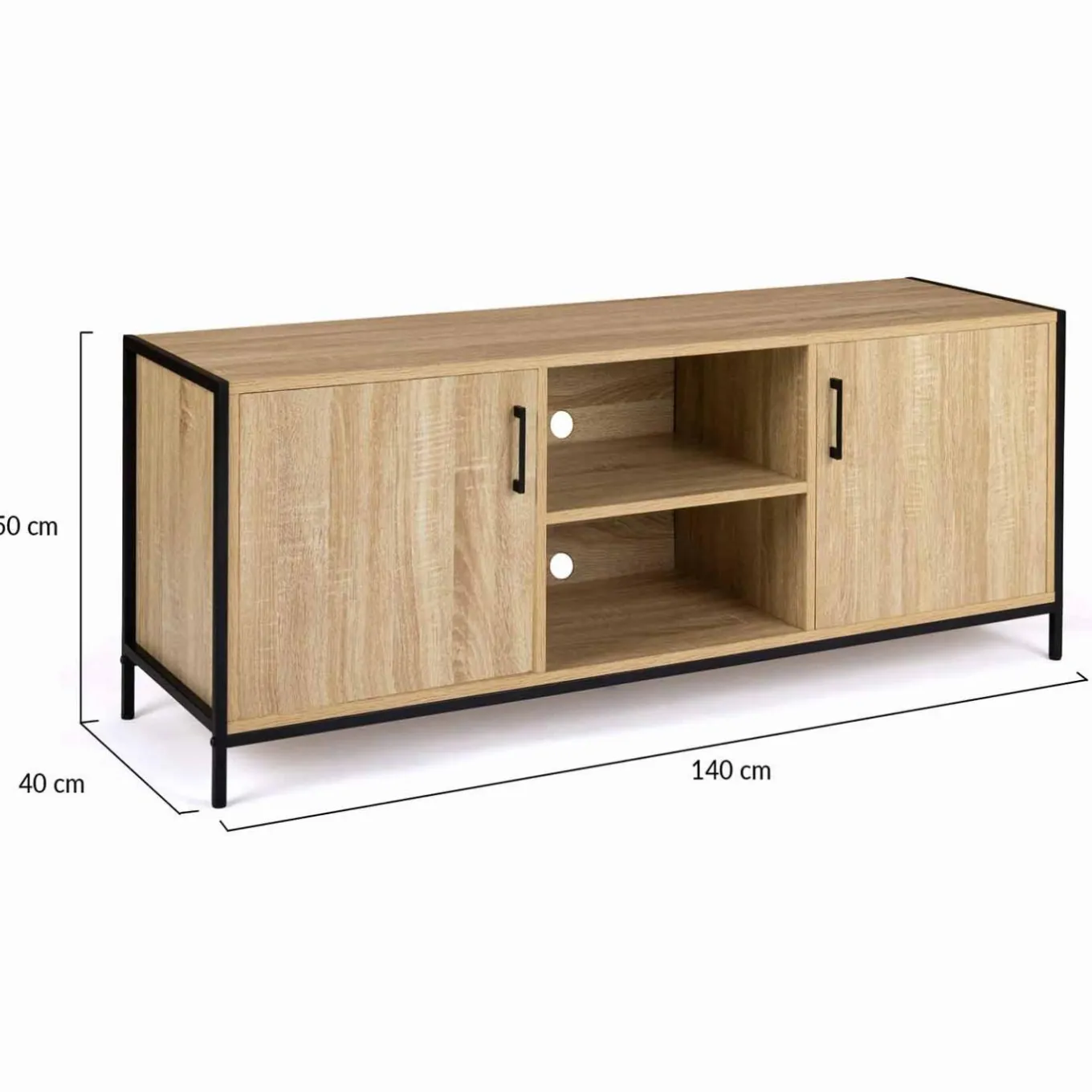 IDMarket Meuble TV style industriel 2 portes 140 cm* Collection Industrielle|Salon Complet