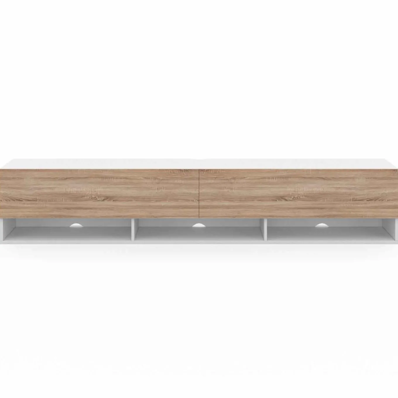 IDMarket Meuble TV suspendu blanc et bois 180 cm avec étagères* Meubles Tv