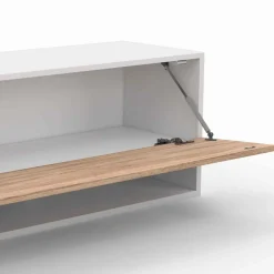 IDMarket Meuble TV suspendu blanc et bois 180 cm avec étagères* Meubles Tv