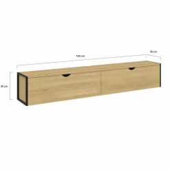 IDMarket Meuble TV suspendu industriel 180 cm avec 2 portes* Meubles Tv