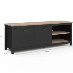 IDMarket Meuble TV vintage bois et noir* Collection Contemporaine|Collection Vintage