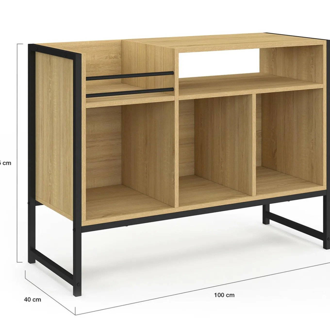IDMarket Meuble vinyle, buffet de rangement 100cm bois et noir design industriel* Buffets|Salon Complet