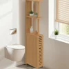 IDMarket Meuble WC en bambou avec 2 portes et étagères* Collection Bambou|Meubles Salle De Bain