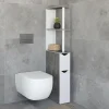 IDMarket Meuble WC gain de place en bois blanc et effet béton* Meubles Salle De Bain|Meubles Wc