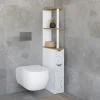 IDMarket Meuble WC étagère hêtre et motif terrazzo avec 2 portes* Meubles Blancs|Collection Contemporaine