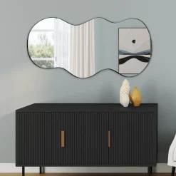 IDMarket Miroir organique contour noir 45 x 100 cm* Décoration Et Accessoires|Collection Métal