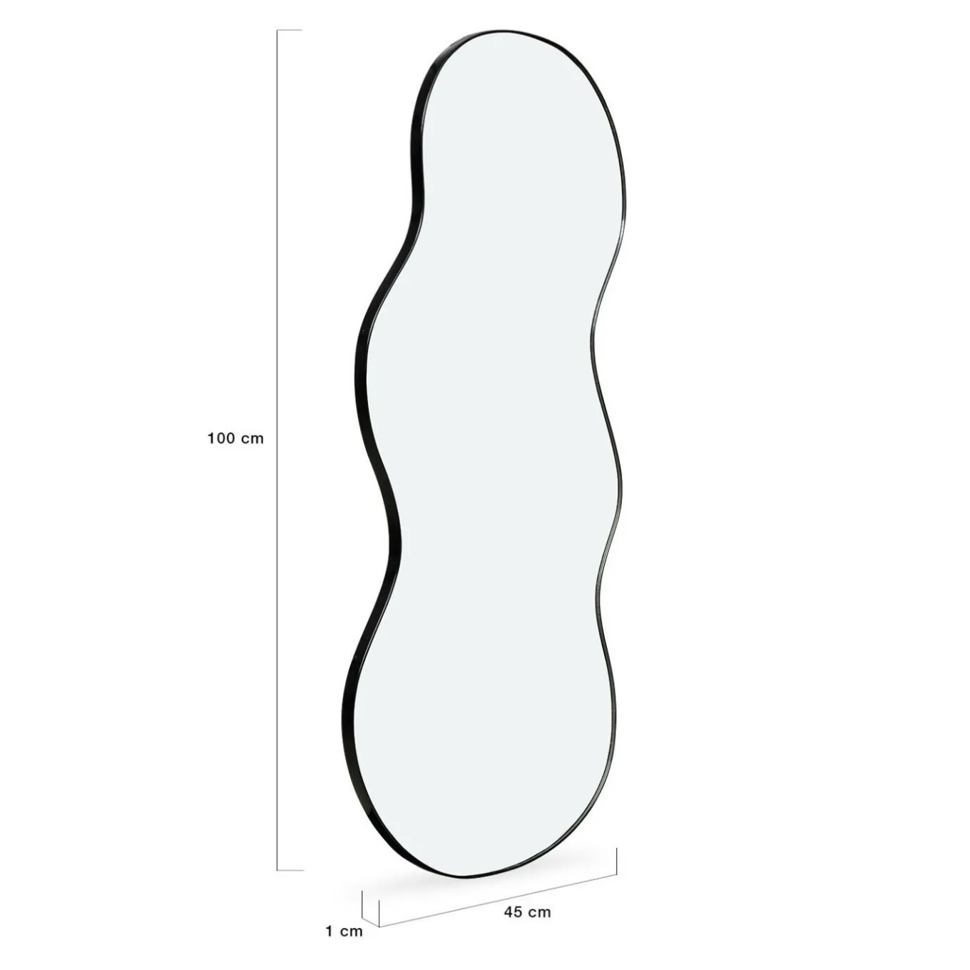 IDMarket Miroir organique contour noir 45 x 100 cm* Décoration Et Accessoires|Collection Métal