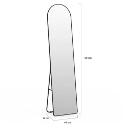 IDMarket Miroir sur pied contour noir 160 x 40 cm* Décoration Et Accessoires|Collection Métal
