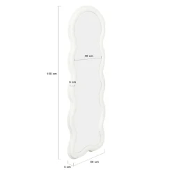 IDMarket Miroir vague en tissu bouclette crème 150 x 50 cm* Décoration Et Accessoires|Collection Moderne