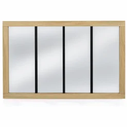 IDMarket Miroir verrière bois et métal design industriel 110x70 cm* Décoration Et Accessoires|Collection Industrielle