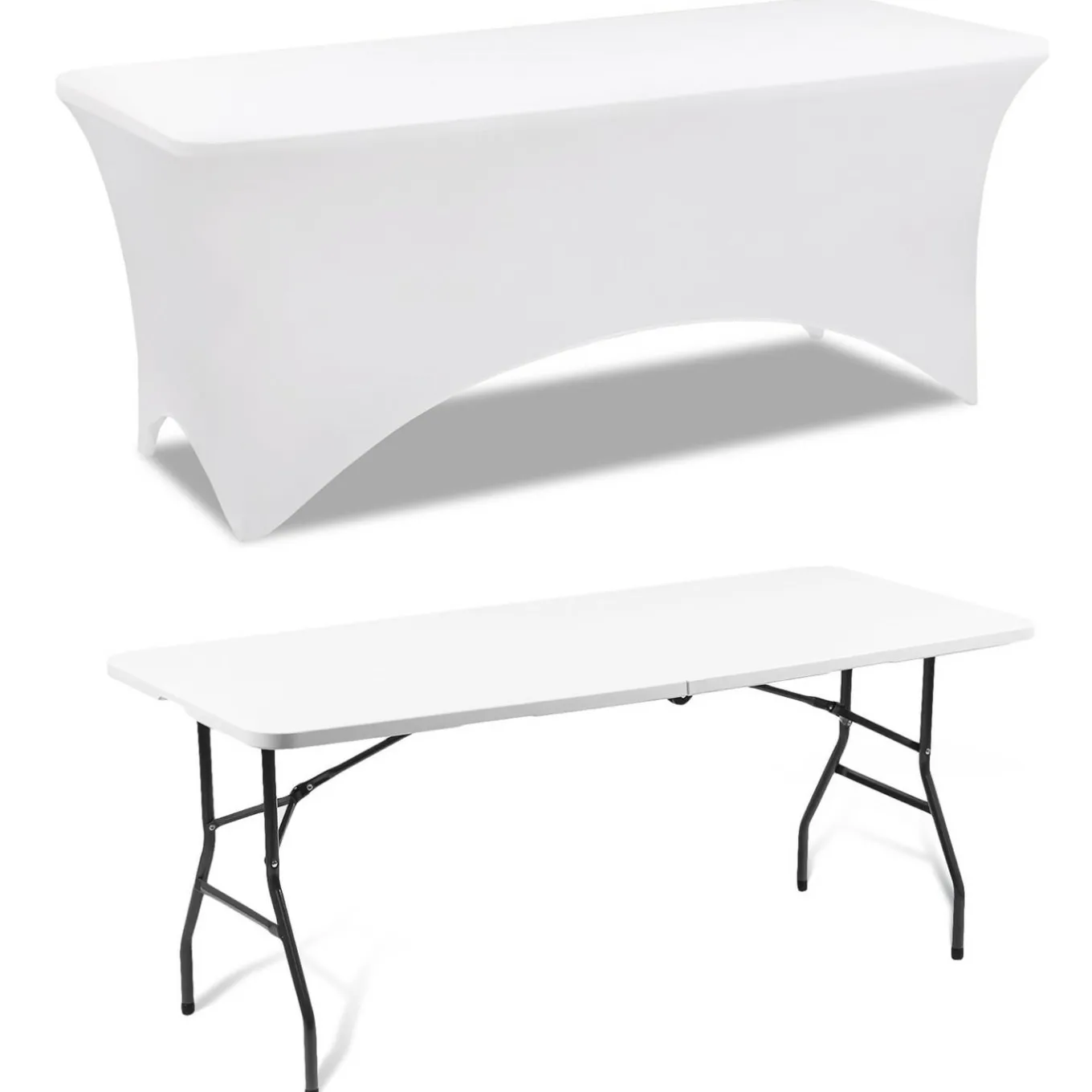 IDMarket Nappe rectangulaire extensible blanche* Mobilier Pliant D'Appoint