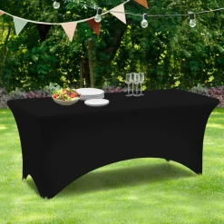 IDMarket Nappe rectangulaire extensible noire* Mobilier Pliant D'Appoint