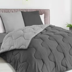 IDMarket Pack couette oreiller 220x240 cm bicolore gris clair et foncé* Couettes Et Oreillers|Chambre Complète Adulte