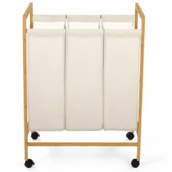 IDMarket Panier à linge bambou 3 compartiments* Paniers À Linge|Collection Bambou