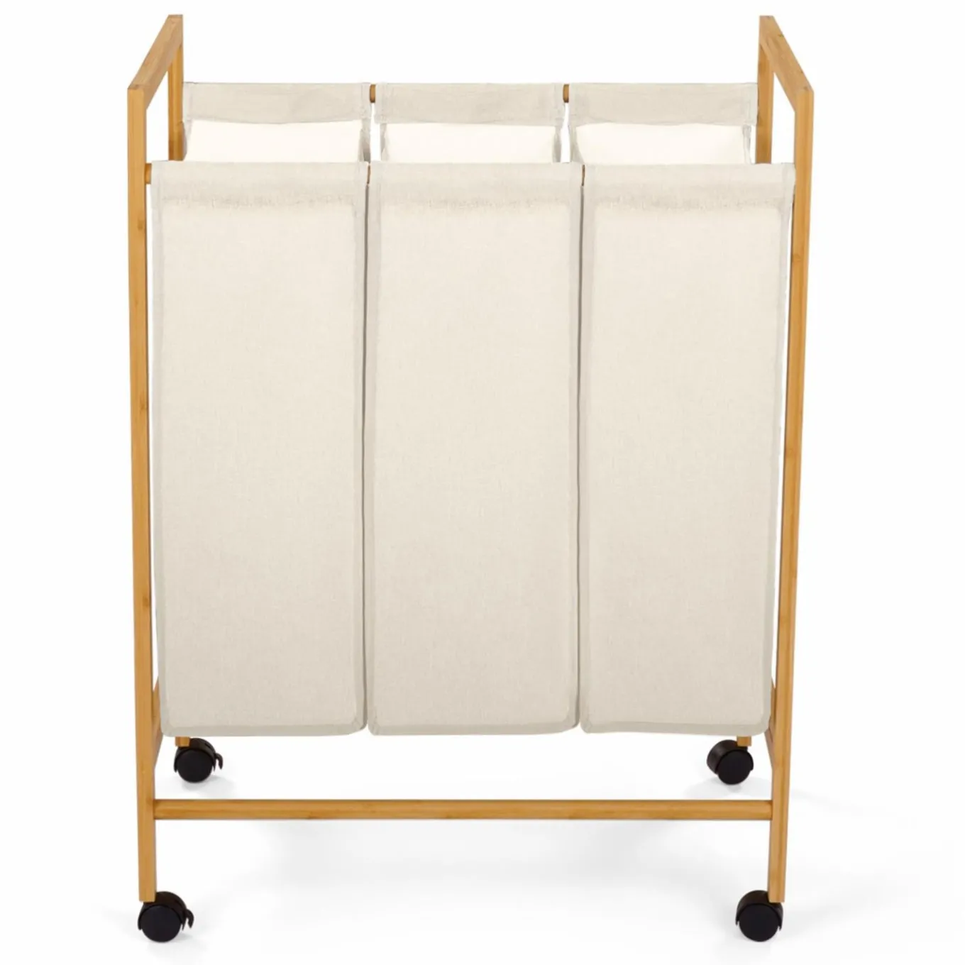 IDMarket Panier à linge bambou 3 compartiments* Paniers À Linge|Collection Bambou