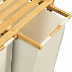 IDMarket Panier à linge double écru* Paniers À Linge|Collection Bambou