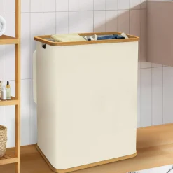 IDMarket Panier à linge 140L avec 2 bacs amovibles* Rangement Et Accessoires|Paniers À Linge