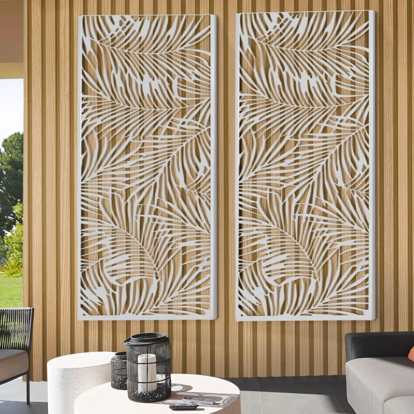 IDMarket Panneau décoratif universel 150 x 50 CM PALM gris clair* Panneaux Occultants