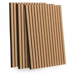 IDMarket Panneaux acoustiques en tasseaux de bois chêne clair et noir de 250 x 60 CM* Produits D’Aménagement Intérieur|Décoration Et Accessoires