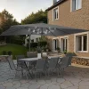 IDMarket Parasol déporté inclinable 3x4 m rotatif 360 gris avec LED* Parasols