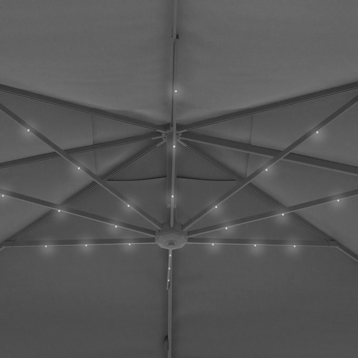 IDMarket Parasol déporté inclinable 3x4 m rotatif 360 gris avec LED* Parasols