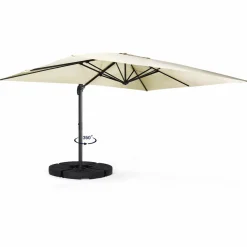 IDMarket Parasol déporté inclinable 3x4 m rotatif 360 blanc écru* Parasols