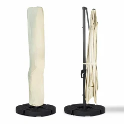 IDMarket Parasol déporté inclinable 3x4 m rotatif 360 blanc écru* Parasols