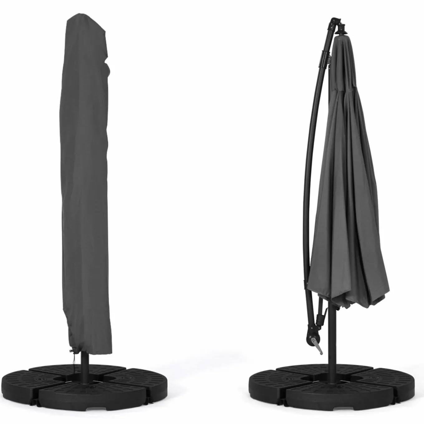 IDMarket Parasol déporté rotatif 350 cm coloris gris* Parasols