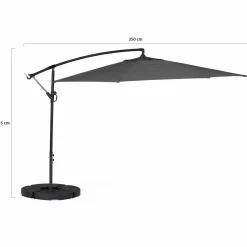 IDMarket Parasol déporté rotatif 350 cm coloris gris* Parasols