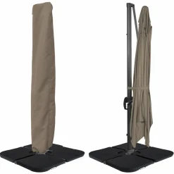 IDMarket Parasol déporté rotatif 3x4 m taupe