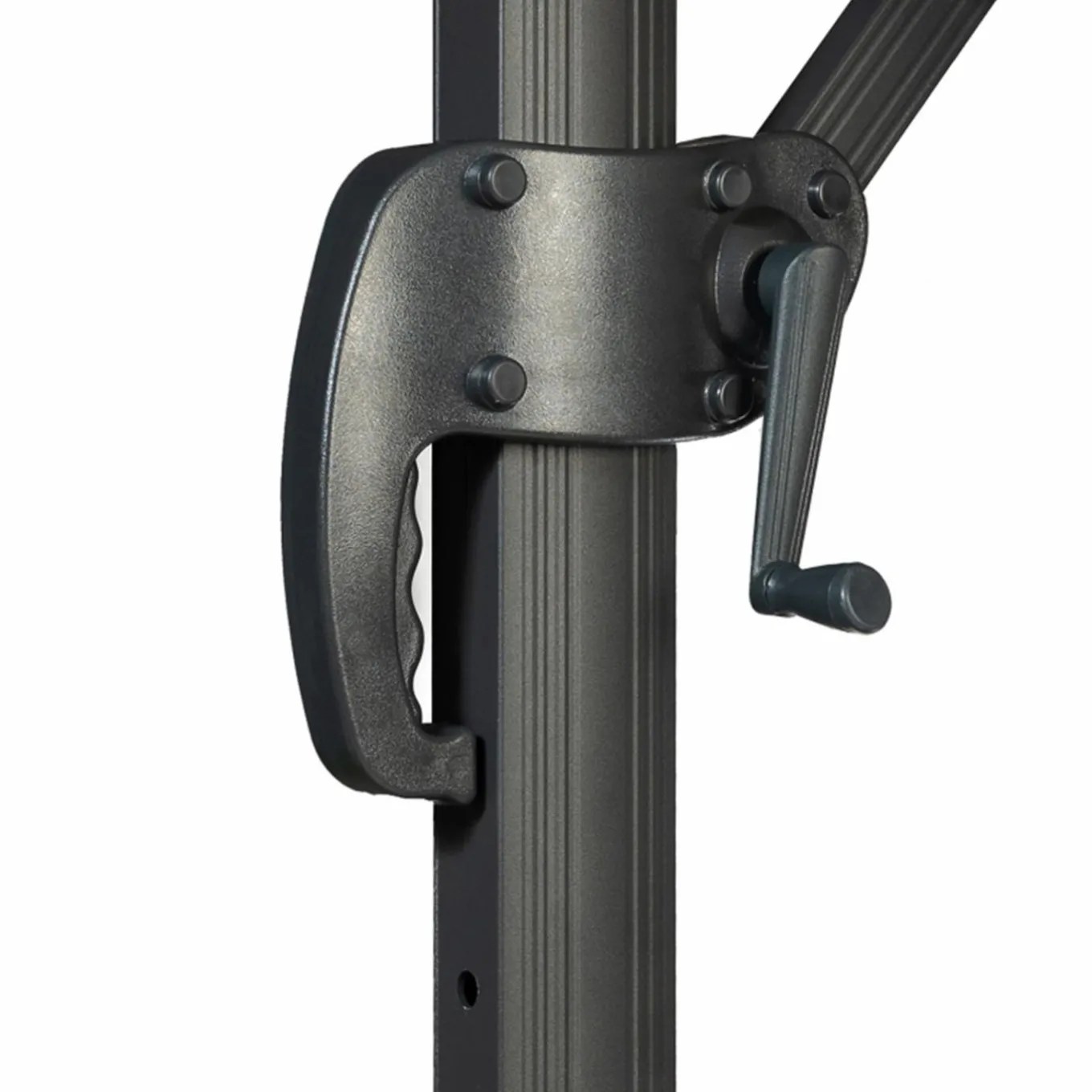 IDMarket Parasol déporté rotatif 3x4 m taupe "60° avec 4 dalles et housse* Parasols