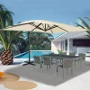IDMarket Parasol déporté 3x4 m écru* Parasols