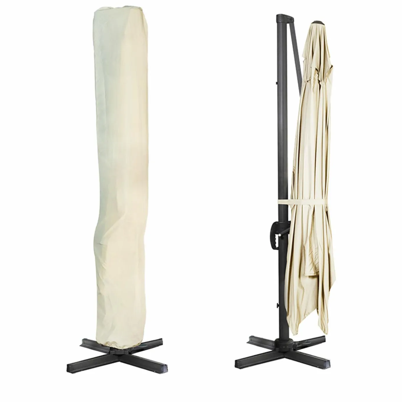 IDMarket Parasol déporté 3x4 m écru* Parasols