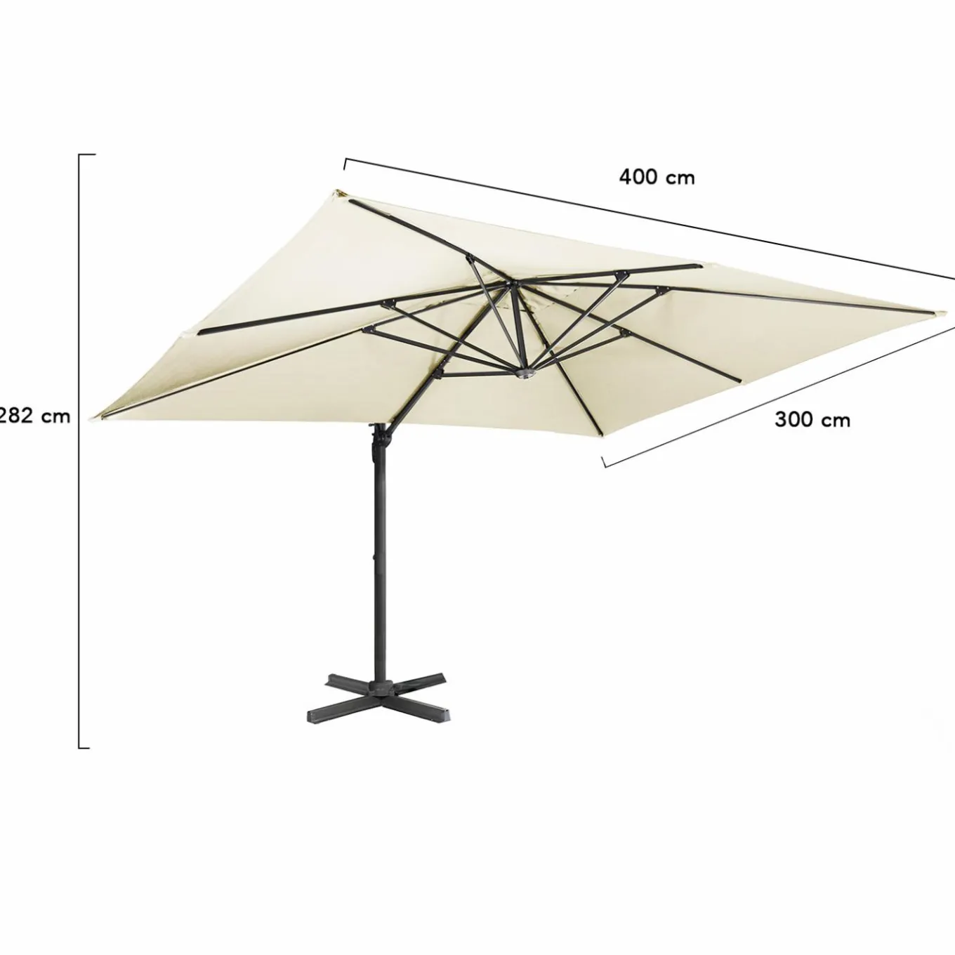 IDMarket Parasol déporté 3x4 m écru* Parasols