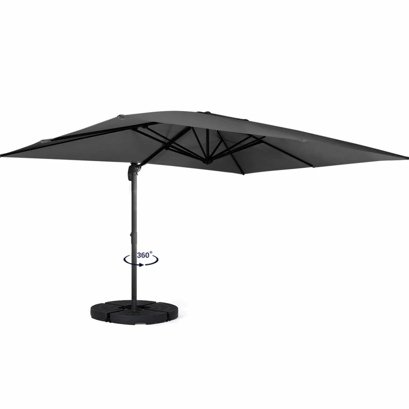 IDMarket Parasol déporté 3x4 m gris* Parasols