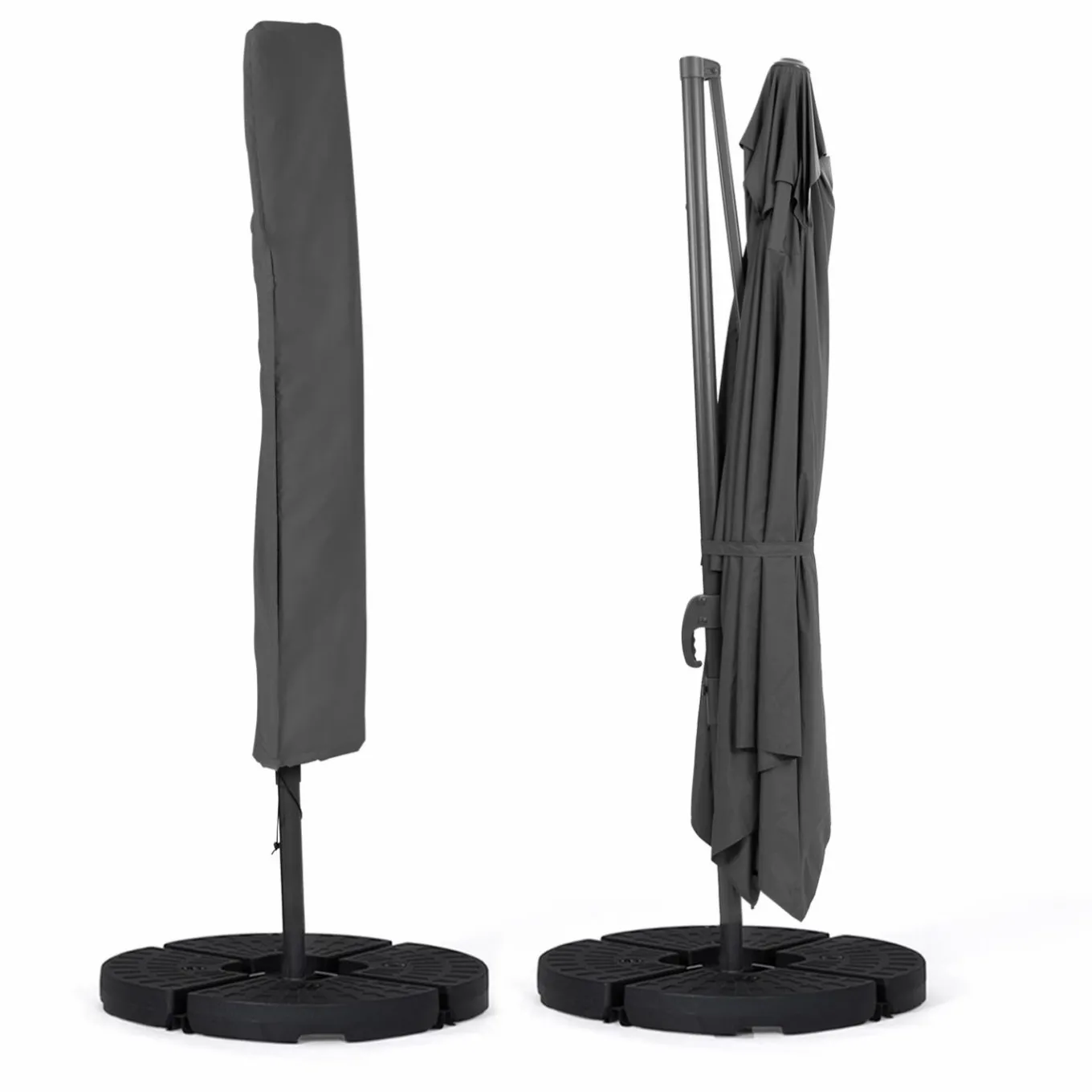 IDMarket Parasol déporté 3x4 m gris* Parasols