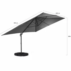 IDMarket Parasol déporté 3x4 m gris* Parasols