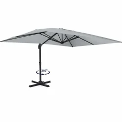 IDMarket Parasol déporté 3x4 m rotatif 360 coloris gris clair* Parasols