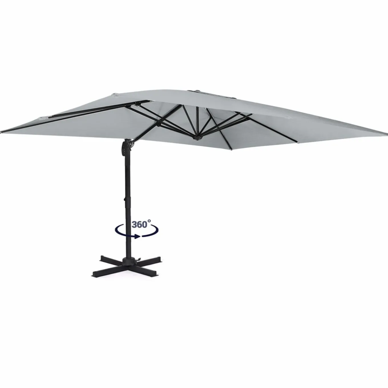 IDMarket Parasol déporté 3x4 m rotatif 360 coloris gris clair* Parasols