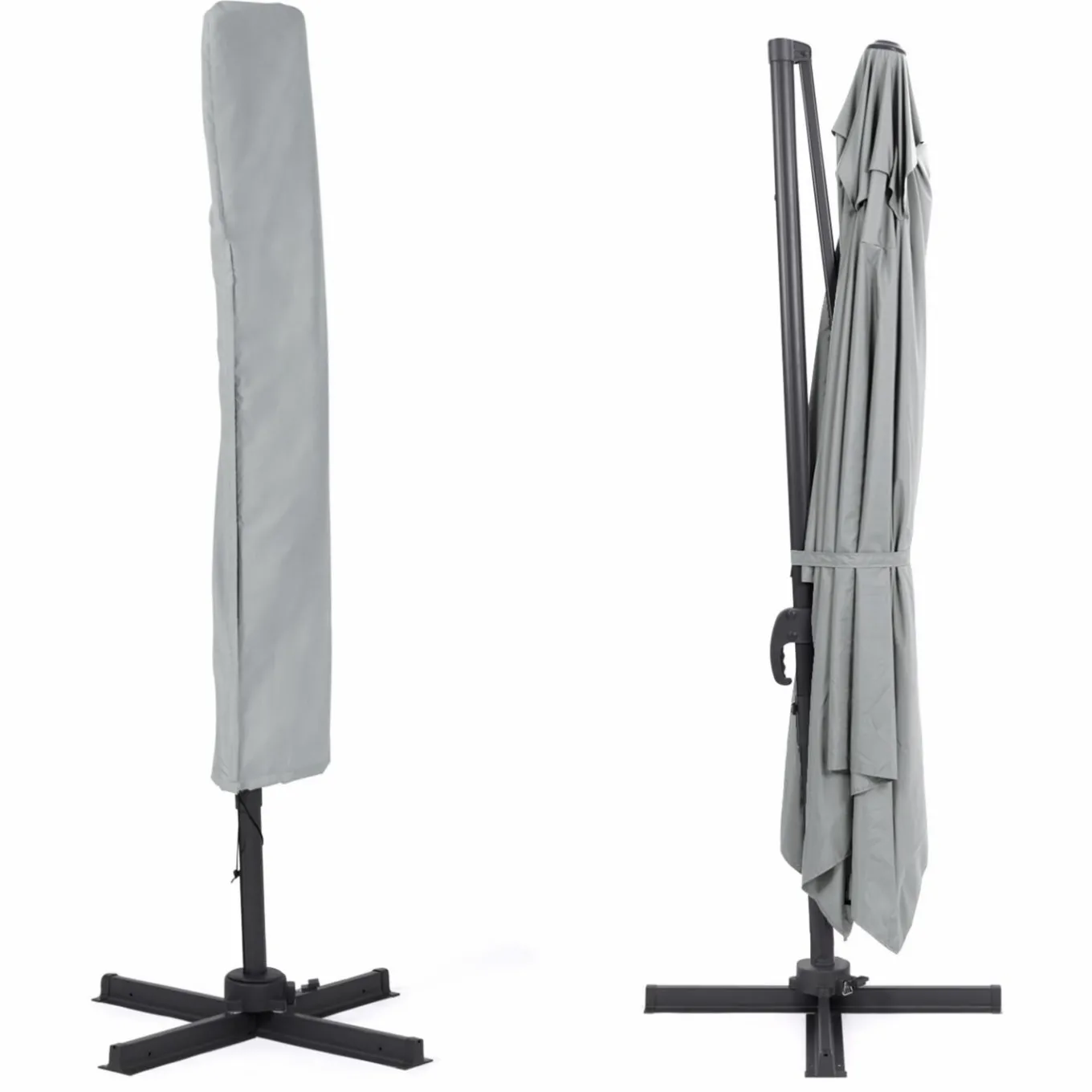 IDMarket Parasol déporté 3x4 m rotatif 360 coloris gris clair* Parasols