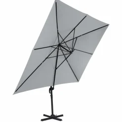 IDMarket Parasol déporté 3x4 m rotatif 360 coloris gris clair* Parasols