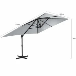 IDMarket Parasol déporté 3x4 m rotatif 360 coloris gris clair* Parasols