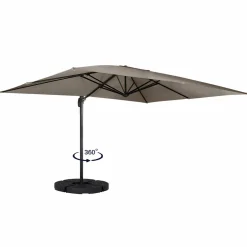 IDMarket Parasol déporté 3x4 m rotatif 360 coloris taupe* Parasols