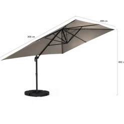 IDMarket Parasol déporté 3x4 m rotatif 360 coloris taupe* Parasols