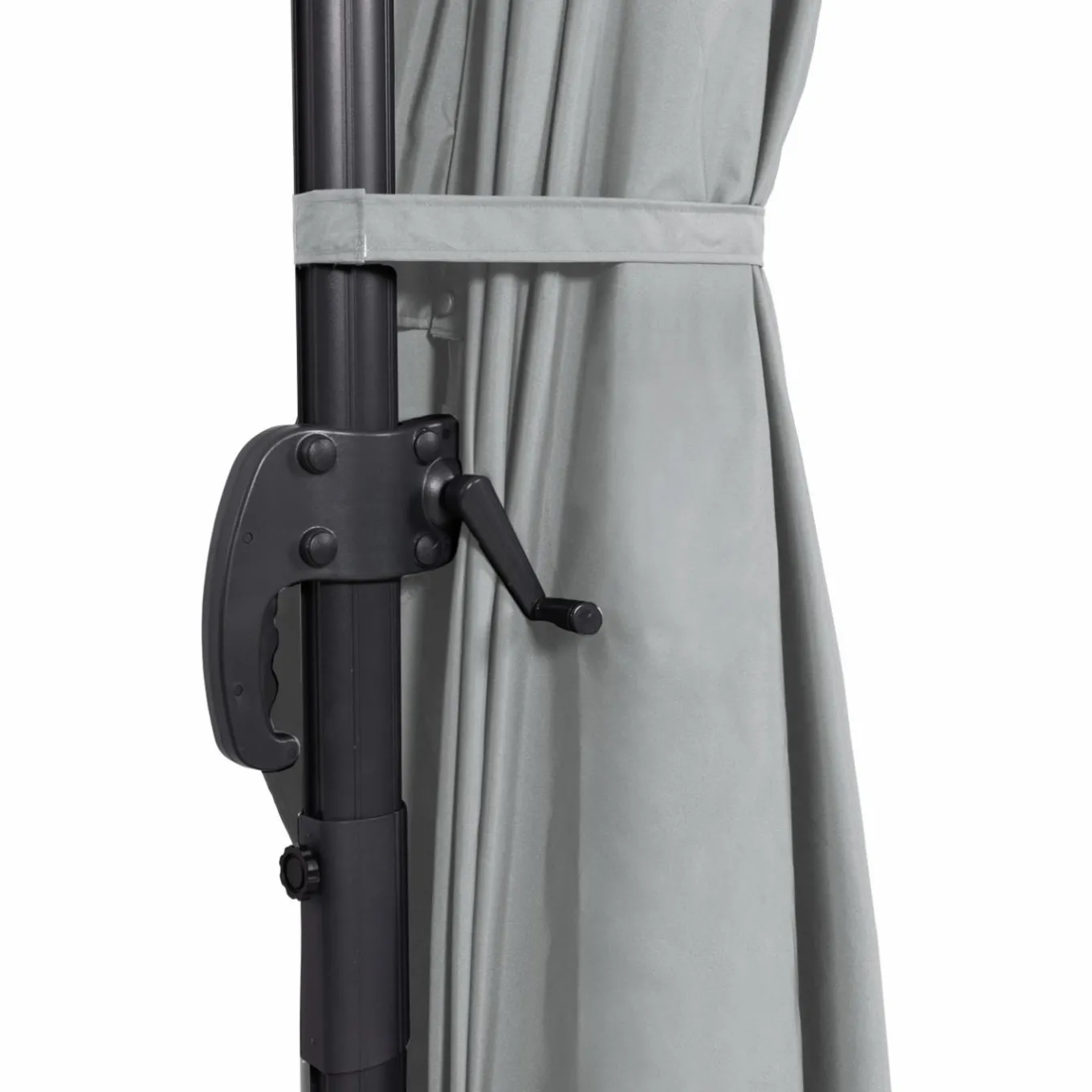 IDMarket Parasol déporté 3x4 m rotatif 360 gris clair avec 4 dalles* Parasols