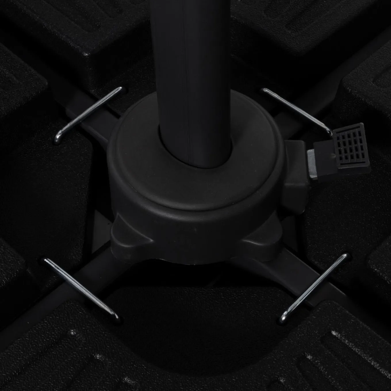 IDMarket Parasol déporté 3x4 m rotatif 360 gris clair avec 4 dalles* Parasols