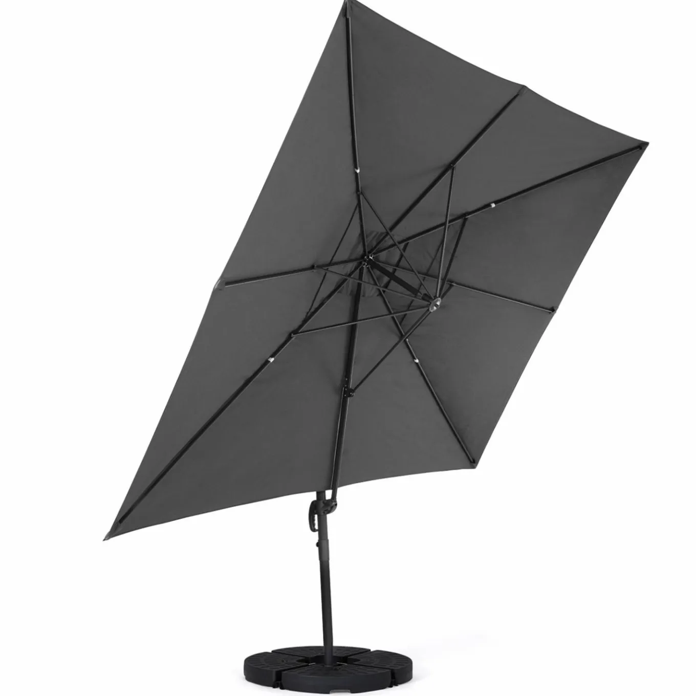IDMarket Parasol déporté 3x3 m rotatif 360 coloris gris* Parasols