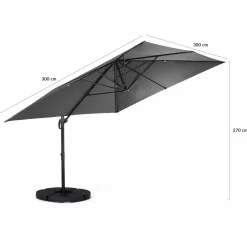 IDMarket Parasol déporté 3x3 m rotatif 360 coloris gris* Parasols