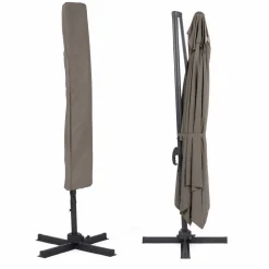 IDMarket Parasol rectangulaire déporté 3x4m taupe* Parasols